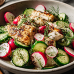 Delicious Radish Cucumber Salad with Black Pepper Chicken for a Fresh Summer Meal