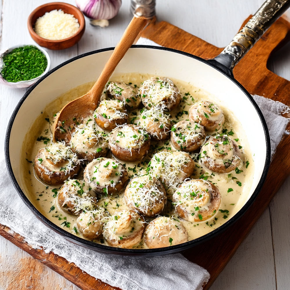 Deliciously Creamy Garlic Parmesan Sautéed Mushrooms