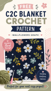 Free Wallflowers C2C Crochet Blanket Graph Pattern  Floral Crochet Chart Design