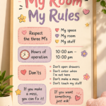 My Room My Rules Cute Room Signs, Kids Space Decor  Fun Bedroom Guidelines