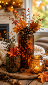 Cozy Fall Centerpiece Ideas with Pinecones, Candles  Autumn Leaves
